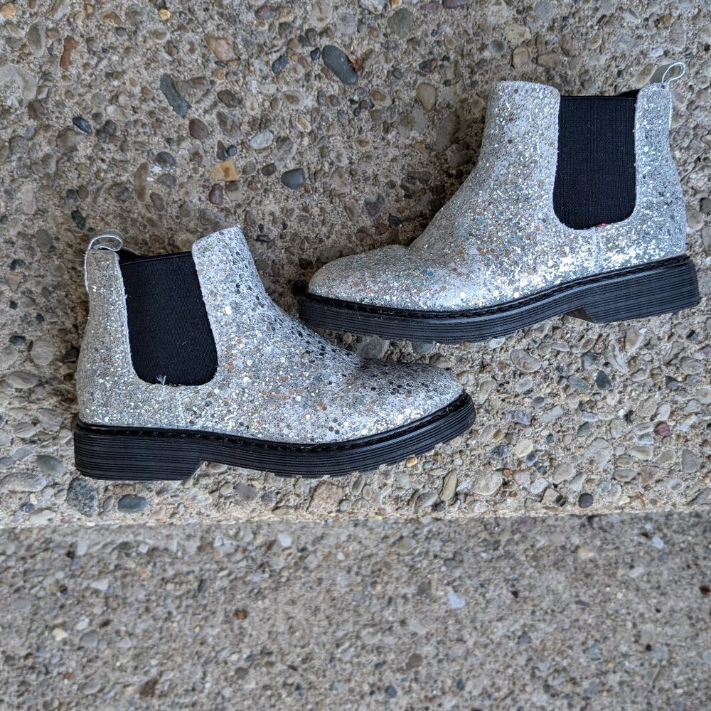 SO Silver Sequin Sparkle Booties